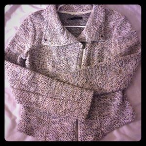 Cream/multi color zip up sweater or jacket